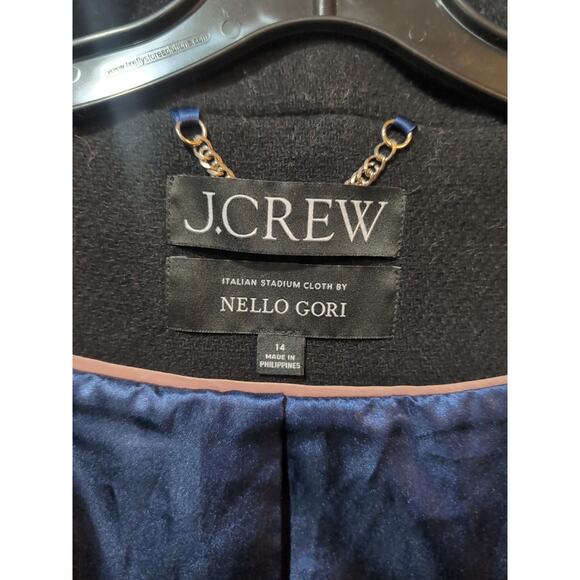 J. Crew Italian Stadium Cloth Nelli Gori Black Wool Polyester Coat Woman's Sz 14 - Picture 8 of 12